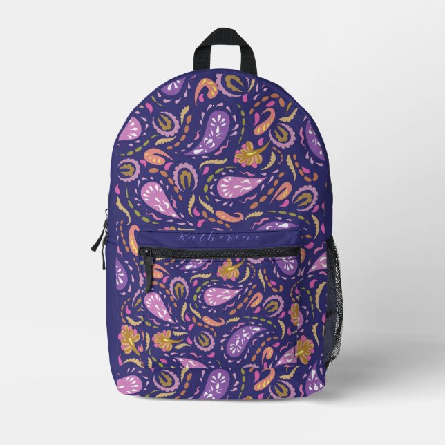 Paisley Lila  Bedruckter Rucksack (Vorderseite)