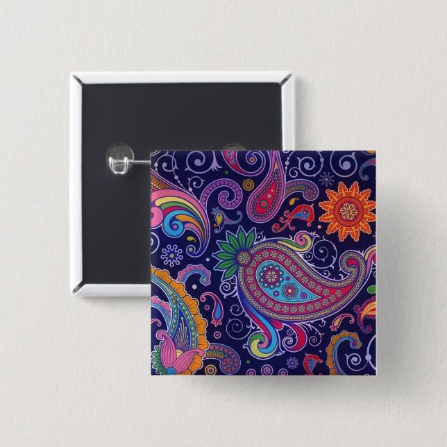Paisley Lila pink Button (Vorne & Hinten)