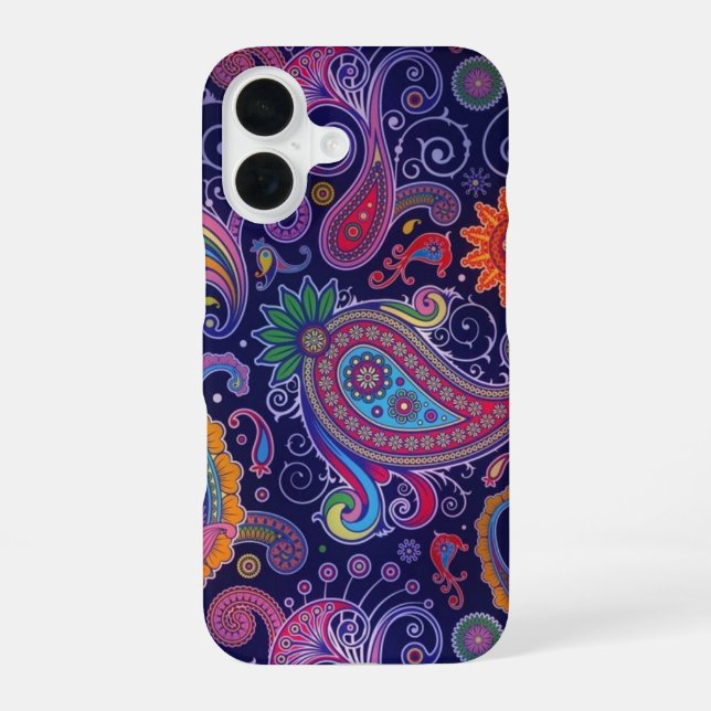 Paisley Lila Pink iPhone 16 Hülle (Rückseite)