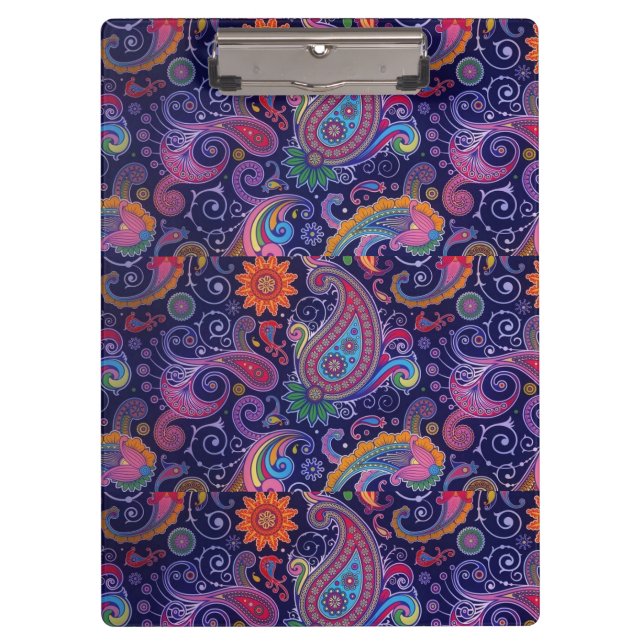 Paisley Lila pink Klemmbrett (Vorderseite)