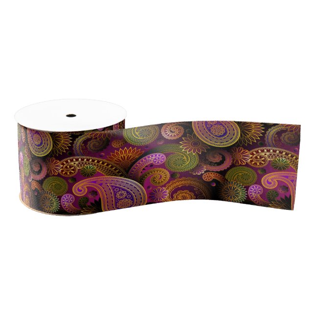Paisley Lila Ripsband (Spule)