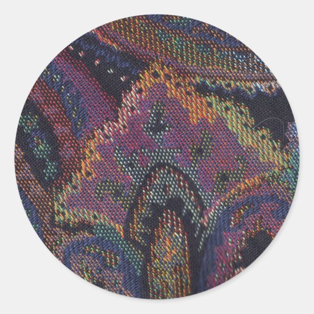Paisley Lila Runder Aufkleber (Vorderseite)