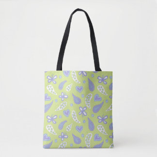 Paisley Lila und Limone Schmetterlinge und Herzen