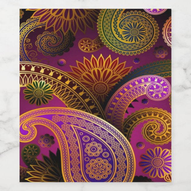 Paisley Lila Weinetikett (Einzelnes Label)