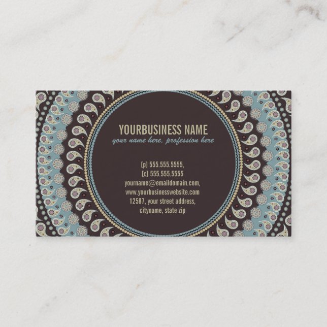 Paisley-Mandala - dekorativ, geistig Visitenkarte (Vorderseite)