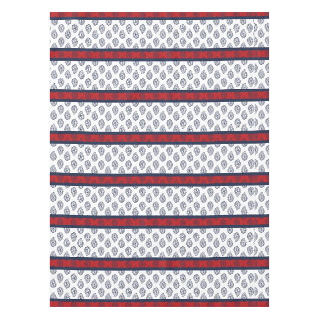 Paisley, Marine über Patriotic Stripes Tableclout Tischdecke (Vorderseite)