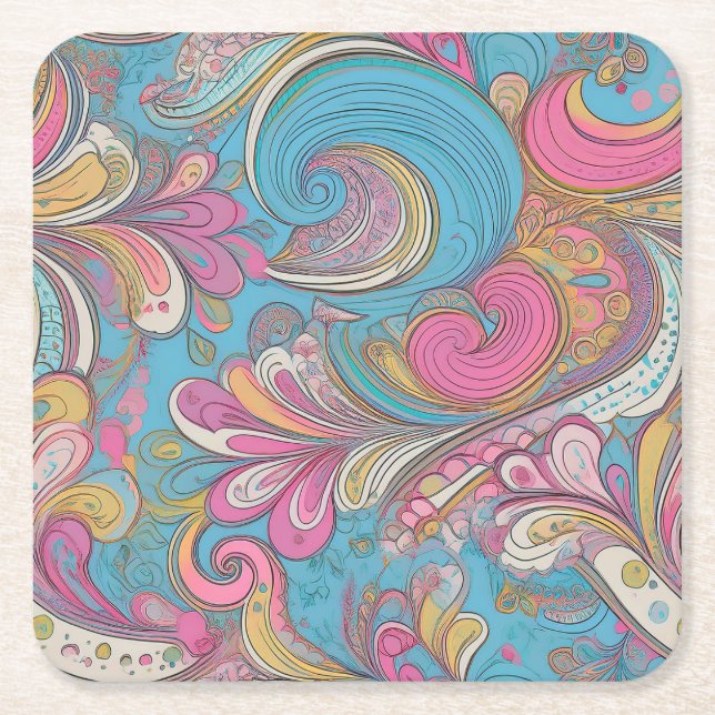 Paisley Mauve Coaster Rechteckiger Pappuntersetzer