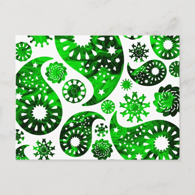 Paisley mit grünem Swirl Muster. Postkarte (Vorderseite)