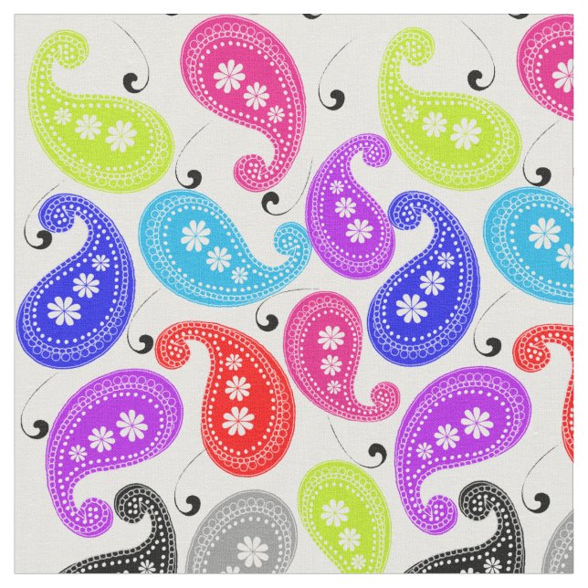 Paisley Modern Bright farbenfrohe Muster Stoff (Nahaufnahme)