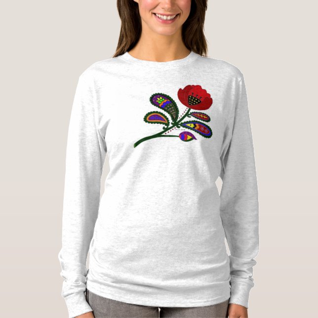 Paisley-Mohnblumen-Ukrainer-Volkskunst T-Shirt (Vorderseite)