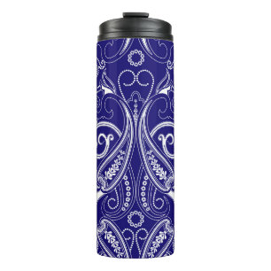 Paisley-Monochrom: blau, weiße Eleganz. Thermosbecher