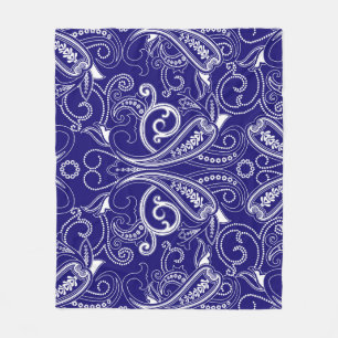 Paisley monochrome: blau, weiß Eleganz. Fleecedecke