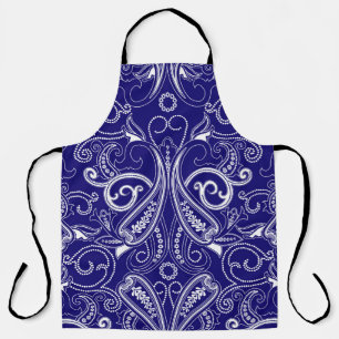 Paisley monochrome: blau, weiß Eleganz. Schürze