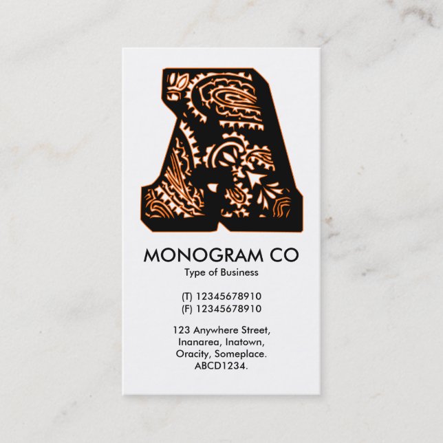 Paisley Monogram - A Visitenkarte (Vorderseite)