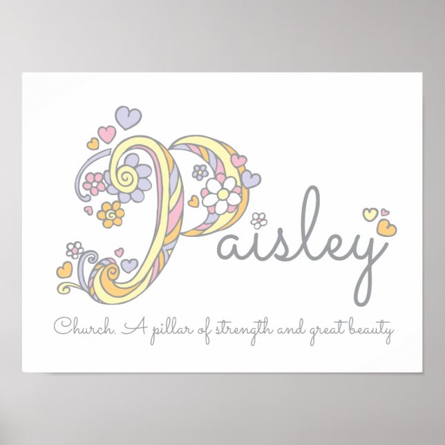 Paisley Monogram Art Girls Name und Bedeutung Post Poster (Vorne)