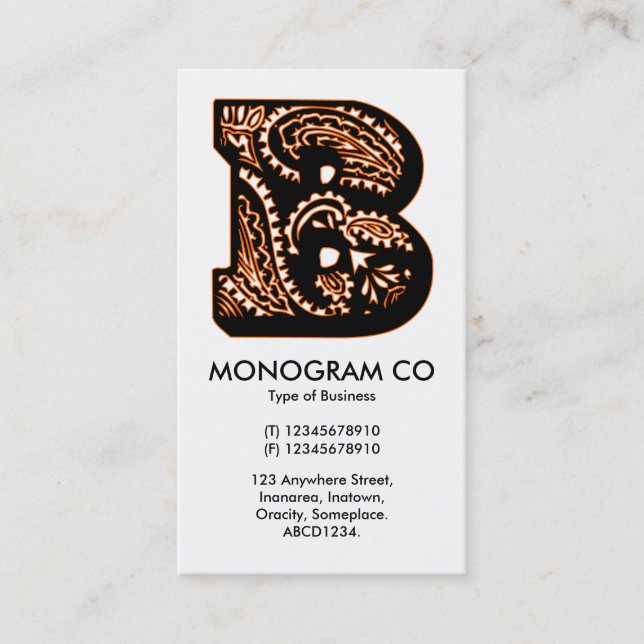 Paisley Monogram - B Visitenkarte (Vorderseite)