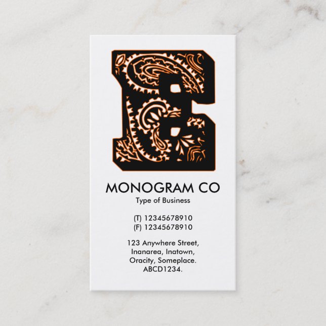 Paisley Monogram - E Visitenkarte (Vorderseite)