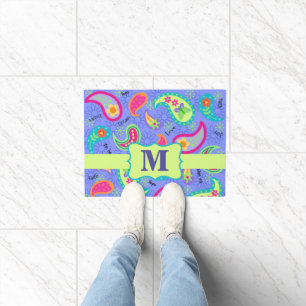 Paisley Monogram Modern Lavender Lila Muster Fußmatte