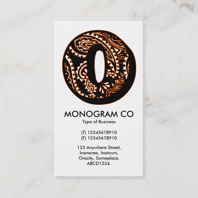 Paisley Monogram - O Visitenkarte (Vorderseite)