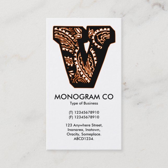 Paisley Monogram - V Visitenkarte (Vorderseite)