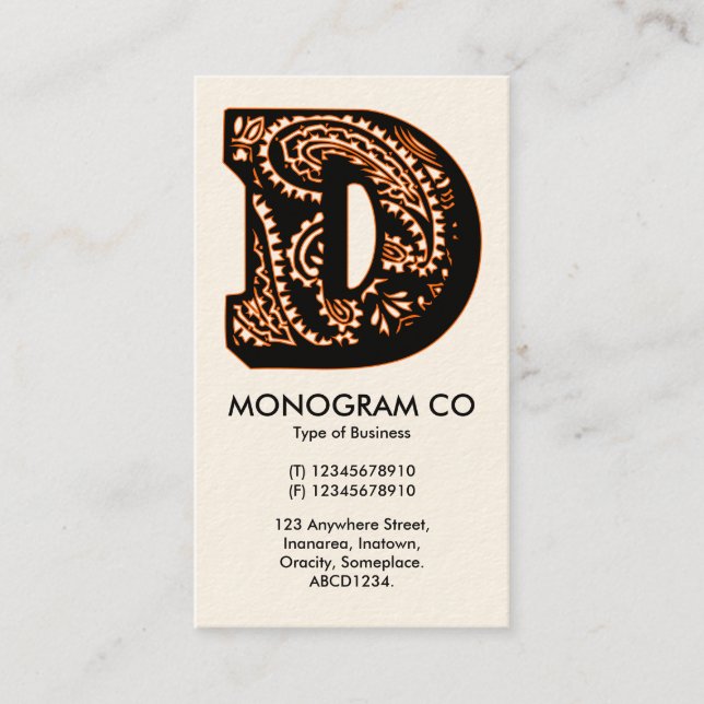 Paisley-Monogramm - D Visitenkarte (Vorderseite)