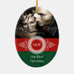 Paisley-Monogramm-erste Weihnachtsverzierung Keramikornament