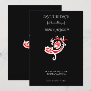 Paisley-Motiv-Poster – Volkskunst-Blumendesign Save The Date