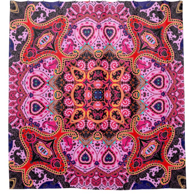 Paisley Multicolor nahtlose Schal-Design Muster  Duschvorhang (Vorderseite)
