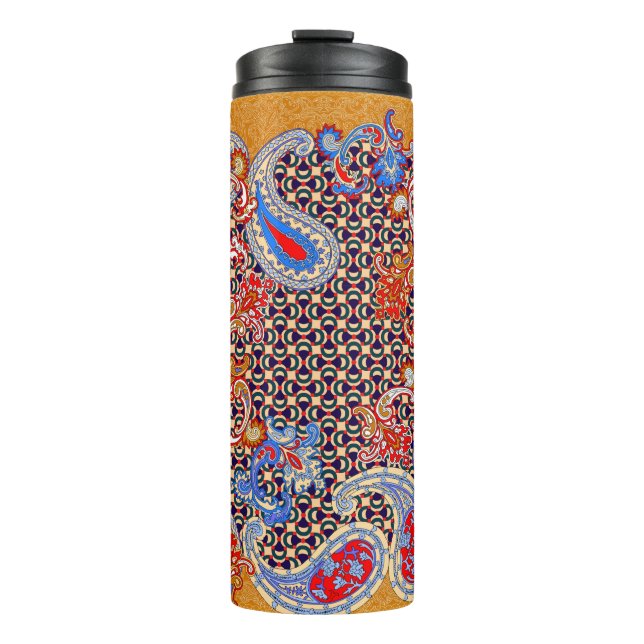 Paisley Multicolor-Schal-Design Thermosbecher (Vorderseite)