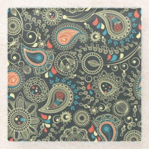 Paisley-Muster 3 Glasuntersetzer