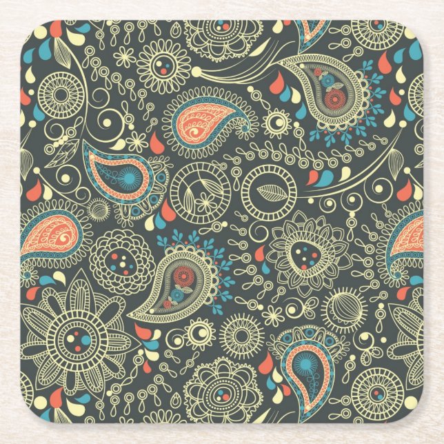 Paisley-Muster 3 Rechteckiger Pappuntersetzer (Vorderseite)