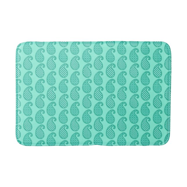 Paisley-Muster, Aqua und Türkis Badematte (Vorderseite)