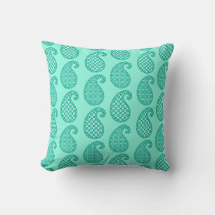 Paisley-Muster, Aqua und Türkis Kissen