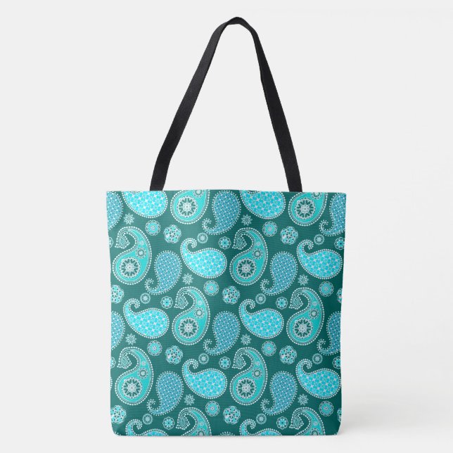 Paisley-Muster, Aquamarin, Aqua und White (Vorderseite)