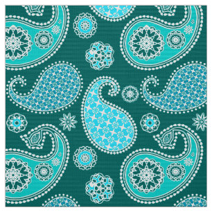 Paisley-Muster, Aquamarin, Aqua und White Stoff