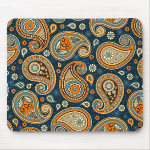 Paisley Muster blau aquamarin orange elegant Mousepad