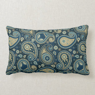 Paisley-Muster blau aquamarines Gold Lendenkissen