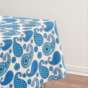 Paisley-Muster, blau auf weiß Tischdecke