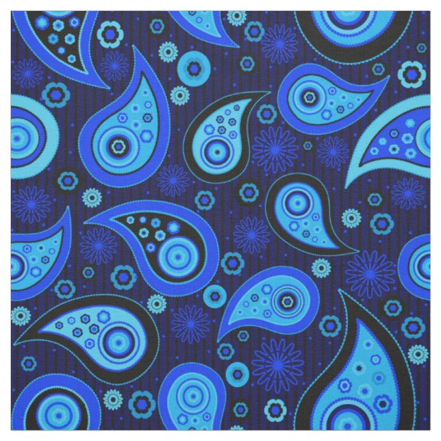 Paisley-Muster blau schwarz Stoff (Muster)