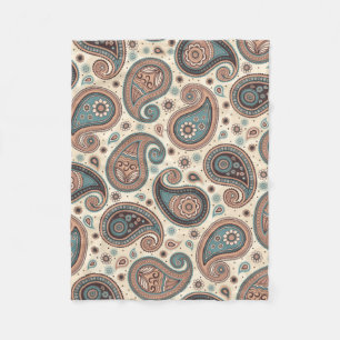 Paisley-Muster braun aquamarin beige elegant Fleecedecke