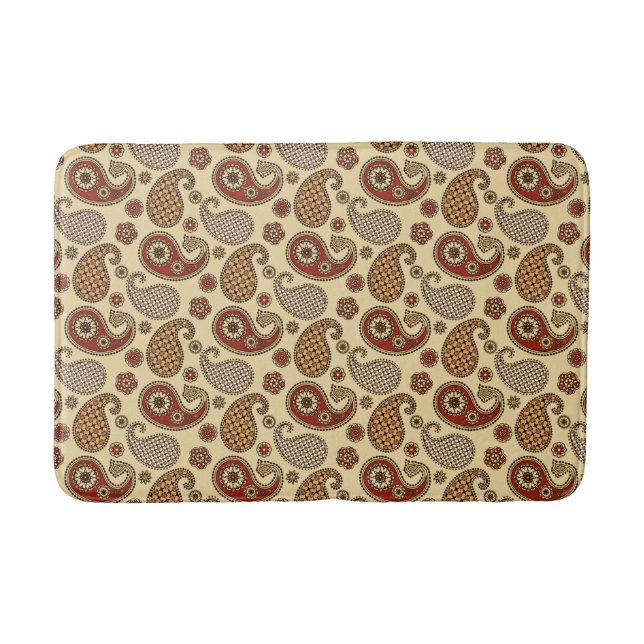 Paisley-Muster, braun, braun, beige Badematte (Vorderseite)
