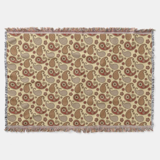 Paisley-Muster, braun, braun, beige Decke (Vorderseite)
