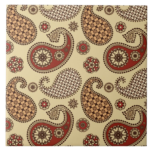 Paisley-Muster, braun, braun, beige Fliese (Vorderseite)