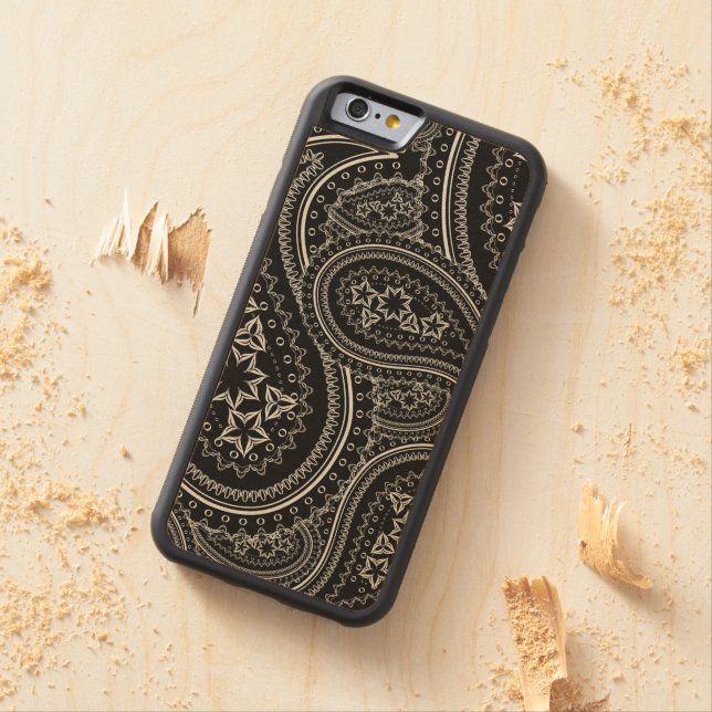Paisley-Muster Carved Wood iPhone Hülle (Beispiel)