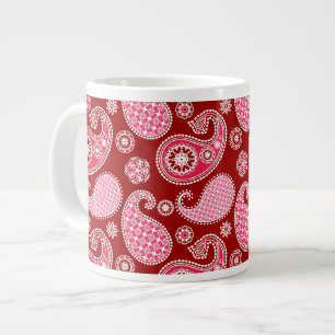Paisley-Muster, Dunkelrot, Rosa und Weiß Jumbo-Tasse