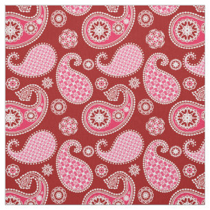 Paisley-Muster, Dunkelrot, Rosa und Weiß Stoff