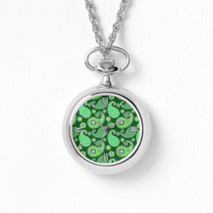 Paisley-Muster, Emerald und Jade Green Armbanduhr