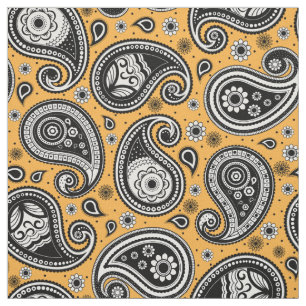 Paisley-Muster gelb Schwarz-weiß Stoff