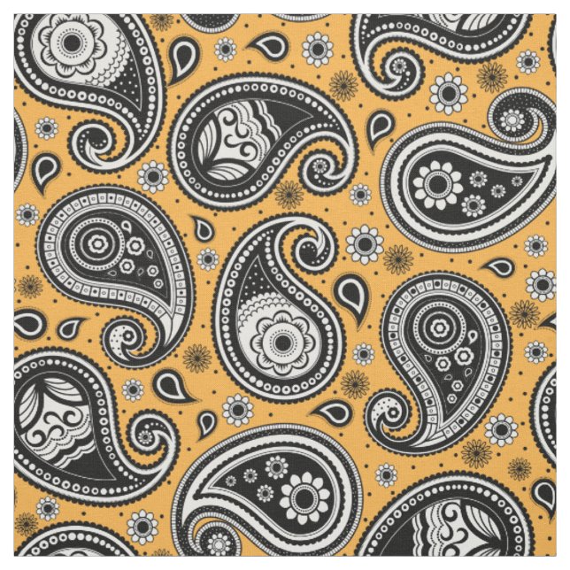 Paisley-Muster gelb Schwarz-weiß Stoff (Muster)