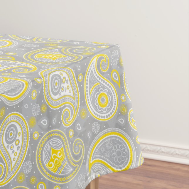 Paisley-Muster gelb und grau elegant Tischdecke (Beispiel)